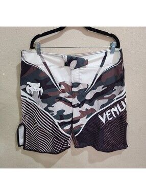 Venum Men’s MMA Fight Shorts Black White Snake Logo Training Size 2XL